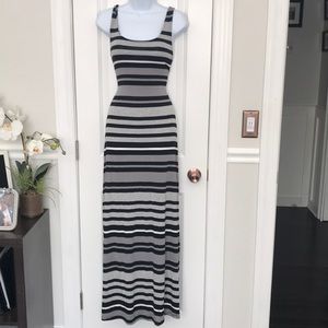 Gray striped maxi dress